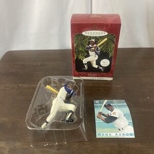 Hallmark Keepsake Ornament Hank Aaron + Trading Card Atlanta Braves #2 In Series